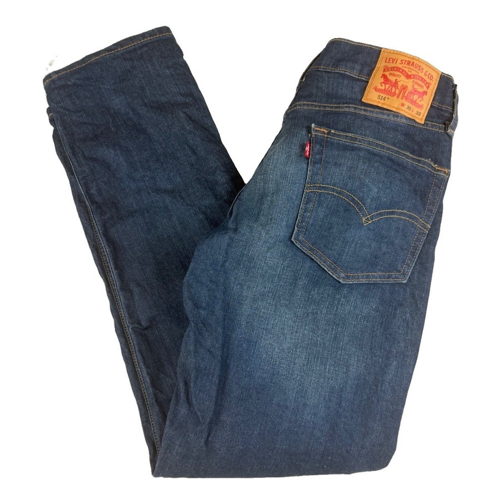 Levi's 514 Men's 30x32 Blue Straight Fit Jeans Dark Wash Denim Red Tab